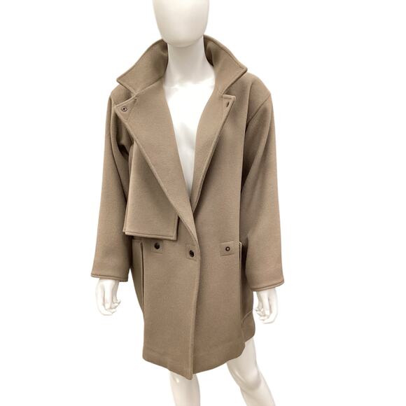 Vintage Steve Women’s Coat SZ 10 Cashmere Blend Union Made Beige Clasps Pockets - Picture 2 of 7
